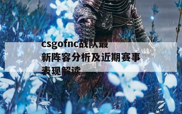 csgofnc战队最新阵容分析及近期赛事表现解读