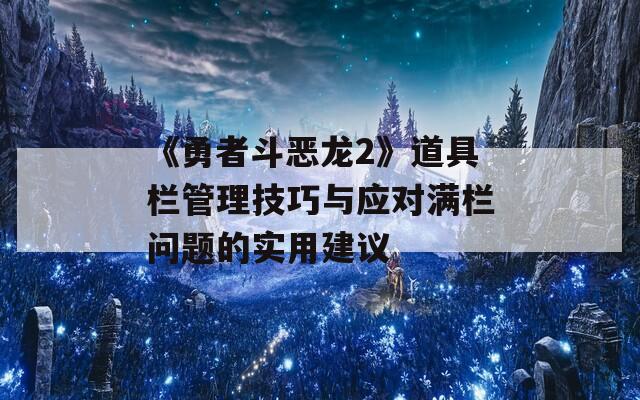 《勇者斗恶龙2》道具栏管理技巧与应对满栏问题的实用建议